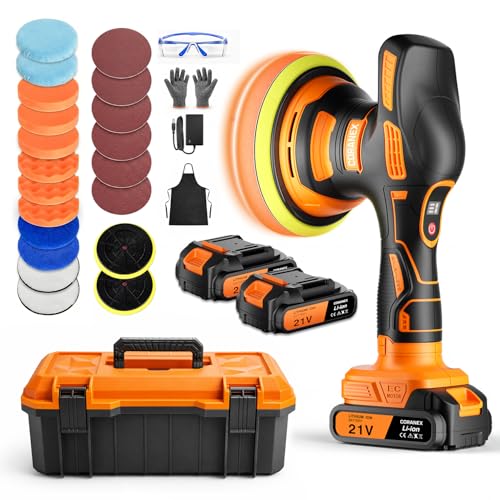 8-Speed Cordless Car Buffer Polisher Kit, 28 PCS Complete Kit | Long Runtime, Hard Carrying Case, for Waxing, Polishing and Scratch Removal on Cars, RVs and Boats, Ideal for Gift Giving