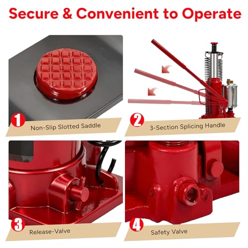 Air Hydraulic Bottle Jack, 12 Ton (26455) lbs Hydraulic Bottle Jack with 10.43''-19.88'' Lifting Range & Manual Hand Pump, for Pickup, Truck, RV, Auto Repair - color: 12 Ton