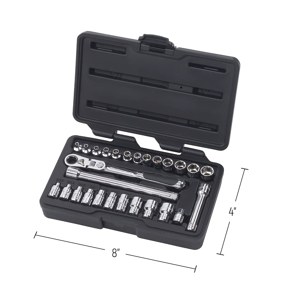 GEARWRENCH 27 Pc. 1/4" Drive 6 Pt. Pass-Thru Mechanics Tool Set, Standard SAE/Metric - 891427