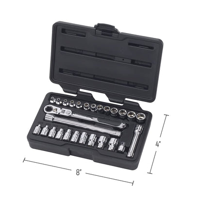 GEARWRENCH 27 Pc. 1/4" Drive 6 Pt. Pass-Thru Mechanics Tool Set, Standard SAE/Metric - 891427