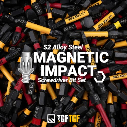 TGFTGF Impact Hex Head Allen Wrench Drill Bit Set, 24PCS, 2-inch (Metric & SAE), Premium S2 Steel 1/4" Hex-Shank Hex Bit Set, CNC Machined Magnetic Screwdriver Bit Set, Storage Box, Automotive Home - color: Yellow/Red, size: 2" 24PCS (Metric&SAE)