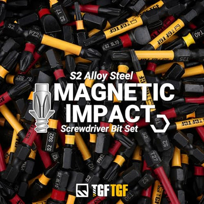 TGFTGF Impact Hex Head Allen Wrench Drill Bit Set, 24PCS, 4-inch (Metric & SAE), Premium S2 Steel 1/4" Hex-Shank Hex Bit Set, CNC Machined Magnetic Screwdriver Bit Set, Storage Box, Automotive Home - color: Yellow/Red, size: 4" 24PCS (Metric&SAE)