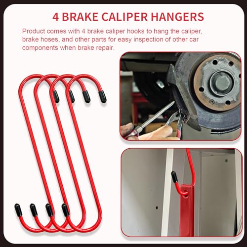 YATOINTO Brake Caliper Compression Tool, Caliper Piston Compressor Tool with Brake Pad Spreader – Includes 2 Large Press Plates & 4 Brake Caliper Hangers for Automotive Disc Brake Repair (Red) - size: 2 Pcs Steel Plates+4 Caliper Hangers