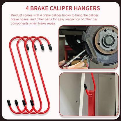 YATOINTO Brake Caliper Compression Tool, Caliper Piston Compressor Tool with Brake Pad Spreader – Includes 2 Large Press Plates & 4 Brake Caliper Hangers for Automotive Disc Brake Repair (Red) - size: 2 Pcs Steel Plates+4 Caliper Hangers