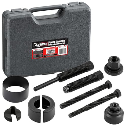 ARES 71001 - Power Steering Pump Pulley Service Set - Releases Power Steering Pulleys from Pump - Fits Pulley Hubs with Diameters of 1 1/8 Inches, 1 1/4 Inches, 1 5/16 Inches, and 1 3/8 Inches - size: Power Steering Pulley Service Set