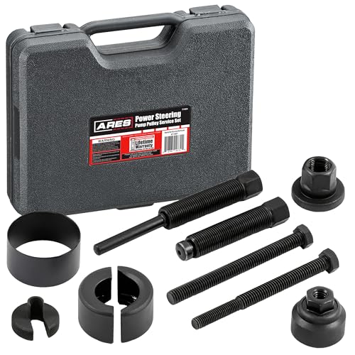 ARES 71001 - Power Steering Pump Pulley Service Set - Releases Power Steering Pulleys from Pump - Fits Pulley Hubs with Diameters of 1 1/8 Inches, 1 1/4 Inches, 1 5/16 Inches, and 1 3/8 Inches - size: Power Steering Pulley Service Set