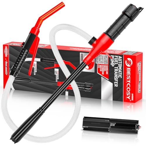 Portable Transfer Pump Battery Operated Electric Siphon Pump for Gas, Fuel, Diesel, Water Transfer 2.4 GPM Flow Oil Extractor, 47 Inches Hose-Easy to Use Hand Fuel Pump, Multi-Use Transfer Pump(Red) - color: 1 Pack Red 2