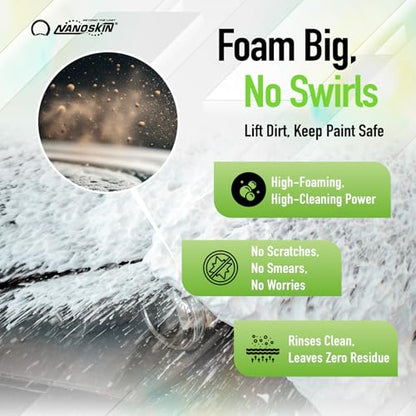 Nanoskin BUBBLE BATH Foaming Car Wash Shampoo 5 Gallons - Works with Foam Cannon, Foam Gun, Bucket Washes, Car Soap for Pressure Washer | For Car, Truck, Motorcycle, RV & More | Green Apple Scented - size: 640 Fl Oz (Pack of 1)