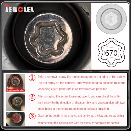 670 Wheel Locking Nut Key for Nissan Infiniti, 21mm Lock Bolt Inner Dia Wheel Anti-Theft Lug Nut Hand Repair Removal Tool - size: socket 670