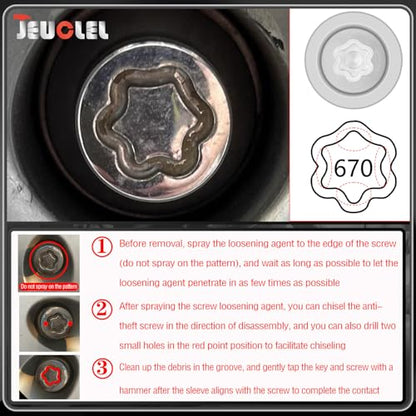 670 Wheel Locking Nut Key for Nissan Infiniti, ID 21mm Lug Socket | Wheel Lock Nut Socket Adapter, Anti-Theft Lug Nut Removal Tool, Anti-Theft Screw Remover, Repair Tool, Tyre Fitting, garage - size: socket 670