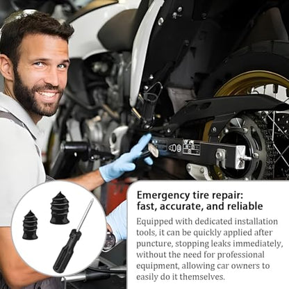 40PCS Car Tire Repair Nails Kit, 2 Sizes Self-Service Rubber Vacuum Tyre Screw in Plug with Screwdriver and Box, Spiral Automotive Fast Tire Repair Screw, Universal for Vehicles - size: 40PCS