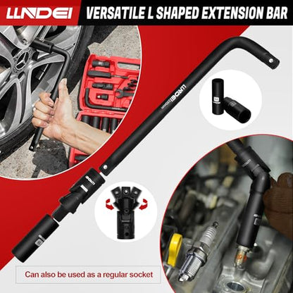LLNDEI 1/2" Impact Socket Wrench Set: 49Pcs, CR-V, Metric | Combination Wrenches (8-17mm), Deep Sockets(8-24mm), Spark Plug Socket(16,21mm), Household&Automotive Repairing - size: 49-Piece 1/2" Drive Socket Set