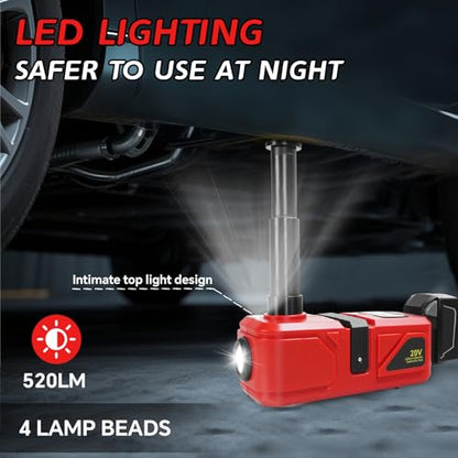 Cordless Electric Car Jack Kit for Milwaukee 18V Battery, Cordless Remote Control 5 Ton Hydraulic Car Jack with LED Light for Sedan, SUV,MPV,Truck (NO Battery