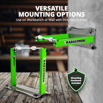 Rabaconda Motorcycle Wheel Balancer Stand - Portable, Durable, and Easy-to-Use for Perfect Tire Balance, Includes Wall Mount Brackets for Bench or Wall Use