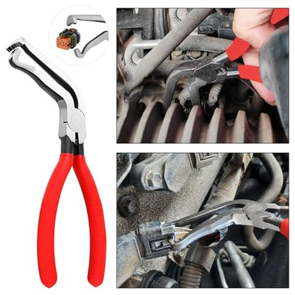 4 Piece Electrical Connector Disconnect Tool Set for cars, trucks, ATVs | Straight, 60° Angled Pliers, Double-Ended Separator Tool, Clic-R Clamp Pliers for Automotive Wiring Harness, Sensor Removal