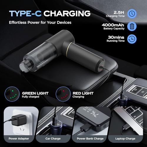Car Vacuum Portable Cordless with 2 Modes, 0.67lbs Ultra-Lightweight Mini