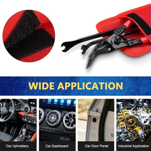 EldHus Clip Pliers Trim Removal Tools - 3 Pack Car Removal Tool Set to Remove Rivets Fasteners Push Pins, Clips Puller Kit for Door Dash Dashboard Panel Body Repair Tools, Red - color: red