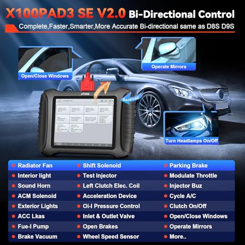 XTOOL X100 PAD3 SE AI-Assisted Bidirectional OBD2 Scanner, All System Scan Tool with 38+ Reset, Car Scanner Diagnostic Tool with FCA AutoAuth, ECU Coding, Crank Sensor Relearn, CANFD/DOIP, 2-Yr Update