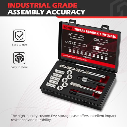 M11X2.0 Metric Thread Repair Kit, with Stainless Steel Insert M11X2.0X16.2MM Qty 5 and M11X2.0X28.2MM Qty 5 - size: M11x2.0x16.2mm&28.2mm