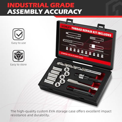 M11X2.0 Metric Thread Repair Kit, with Stainless Steel Insert M11X2.0X16.2MM Qty 5 and M11X2.0X28.2MM Qty 5 - size: M11x2.0x16.2mm&28.2mm
