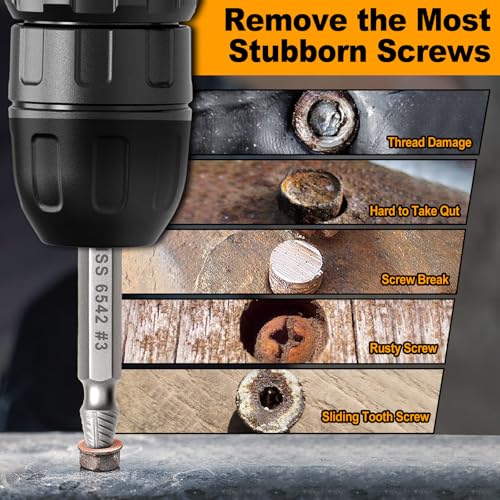 5PCS Damaged Screw Extractor Set, Upgraded Model HSS 6542, Hardness is 63-65HRC, Screw Grab Screw Removal Tool, General bit Set Double Ended for Damaged Broken Stripped Screws - style: 5PCS