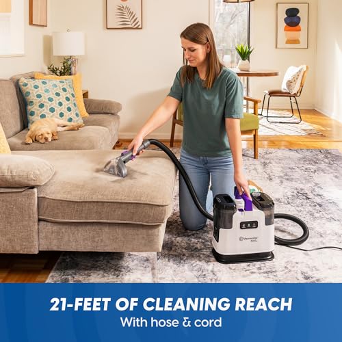 Vacmaster 500 Series Heated Carpet & Upholstery Spot Cleaner Machine | 16Kpa Power Suction with Versatile Tools for Pets, Area Rugs and Couches - SCB1001H 0101 - color: Purple