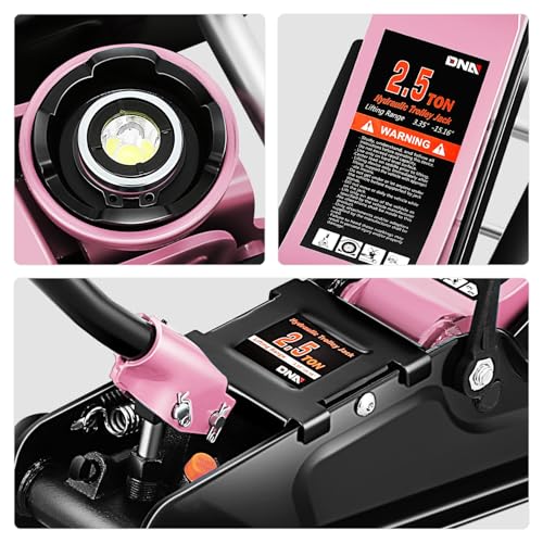 DNA Motoring Low Profile Hydraulic Trolley Service/Floor Jack, 2.5 Ton (5500 lbs) Capacity, Lifting Range 3.35"-15.16",Pink, TOOLS-00676-PK - color: Pink, style: 2.5 ton
