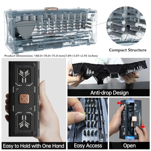 Precision Screwdriver Set with 21 Kinds of 160 Magnetic Bits, JAKEMY Multi-Bits Professional Laptop Screwdriver Repair Kit for Most Electronic Devices, Watch, Xbox, Console, Glasses, Doorbell, DIY - color: Fo168 - 180 in 1
