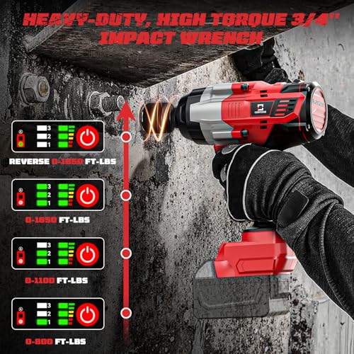 Cordless Impact Wrench 3/4 inch Compatible with Milwaukee Battery, Cerycose1850ft-lbs (2500N.m) Brushless Electric Impact Gun, High Torque Impact Driver, Bare Tool Only，Heavy-Duty Automotive - size: 3/4inch, style: 3/4inch Fit for Milwaukee(No battery)