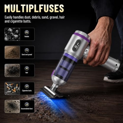 Car Vacuum,Handheld Vacuum,20000PA High Power,3 Speed Vacuum for Car | Rechargeable Vacuum with Brushless Motor,Air Blower & Pump - color: Silver and Purple