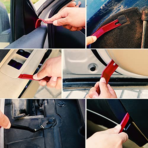 Nilight 5PCS Auto Trim Removal Tool Set for Car Audio Dash Panel Window Molding Fastener Remover Tool Kit - color: Red, size: 5Pcs