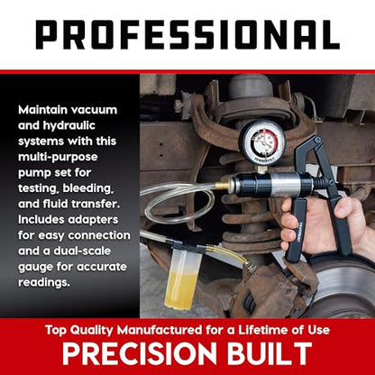 Powerbuilt Vacuum Pump Set with Hoses, Repair Components and Hydraulic Systems, Hoses, Reservoir and Adaptors, Bleed Air and Siphon Car Fluids 648774
