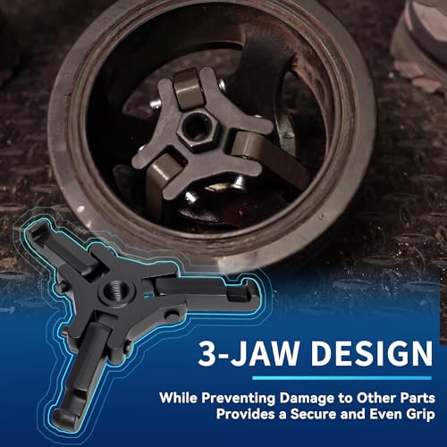 Harmonic Balancer Puller Installer Kit Set, Adjustable 3-Jaw Puller for Removing Harmonic Damper Pulley Compatible with Chevy GM Chrysler Ford ect