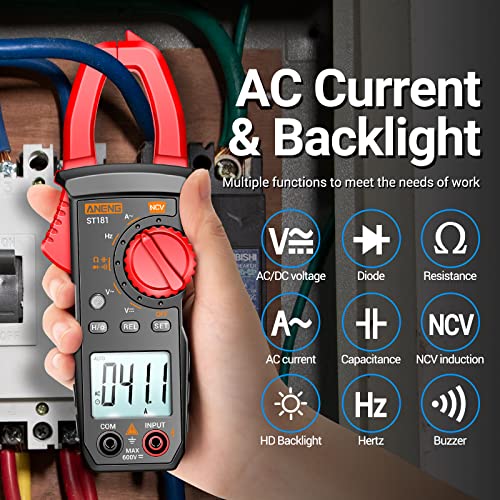 ANENG Digital Clamp Meter Multimeter Tester 4000 Counts with NCV Amp Ohm Volt Measures AC Current, AC/DC Voltage,Capacitance, Resistance, Diodes, Continuity Frequency Backlight Electrican Tools - style: 4000 Counts AC Current