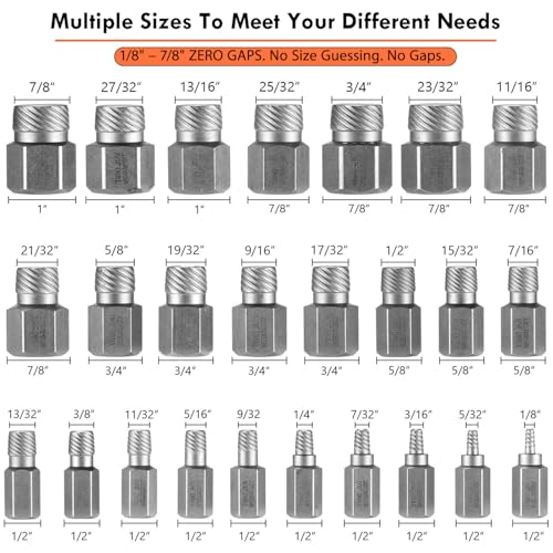 XEWEA 25Pcs Screw Extractor Set, Hex Head Multi-Spline Easy Out Bolt RemoverTool, High-Hardness Cr-Mo Steel EZ Out for Removing Stripped, Broken Rusted Bolts Screws, Father's Day gift - color: 25pcs