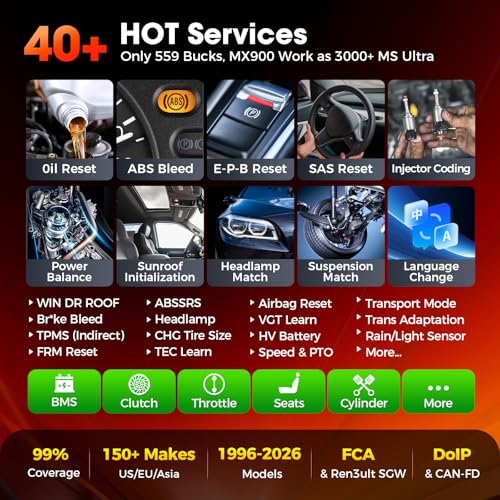Autel Scanner MaxiChek MX900: 3000+ Active Tests 40+ Service as MK900-BT | 2026 New Ver. of MX808S MK808S, 8 in Bidirectional Tool as MK900BT, All System Diagnosis, 200+ Brands, CAN-FD&DOIP, FCA SGW