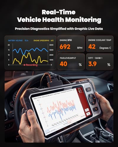 ANCEL FX6000 Bidirectional OBD2 Scanner, 4-System Diagnostic Tool for ABS, SRS, Transmission & Engine, 7+ Reset, Oil/EPB/BMS/SAS/Throttle Reset, ABS Bleeding, Live Data, Auto VIN, Lifetime Update - color: Red-Black