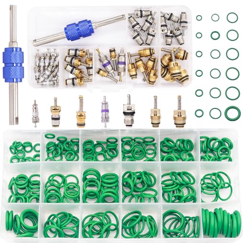TWTADE Car A/C Repair Kit - 270PCS Rubber O-Ring Kit 18 Sizes + 40PCS Car Air Conditioner Valve Core Kit, A/C R12 R134a Refrigeration Tire Valve Stem Cores with Remover Tool - color: Multicolor - 310Pcs