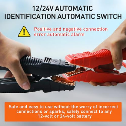 YULU CAT-797 Ultra-Powerful Jump Starter - 30000A 12V/24V Battery Booster Pack with Commercial Jumper Cables Outdoor Lighting DC/USB Power for Diesel Engines up to 50-Liters Home Backup, Emergency