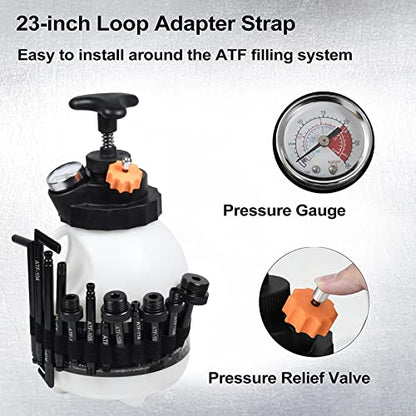 SMOTIVEPRO Automotive Transmission Fluid Pump ATF Filler System 3L Manual Fluid Transfer Pump with 12 Aluminum Alloy AdaptersTransmission Fluid Extractor