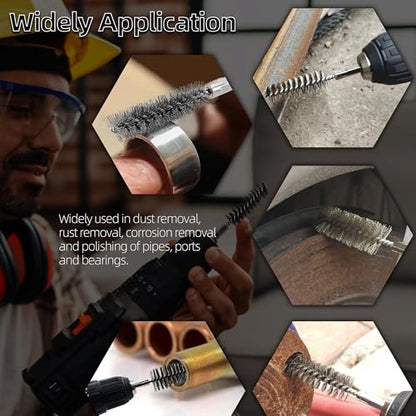ASNOMY 12Pcs Wire Bore Brush for Drill,5/16"-1-3/16" Stainless Steel Wire Brush Bore Cleaning Brush Set for Power Drill Cleaning,Abrasive Drill Wire Brush with 1/4" Hex Shank - style: 5/16"-1-3/16"