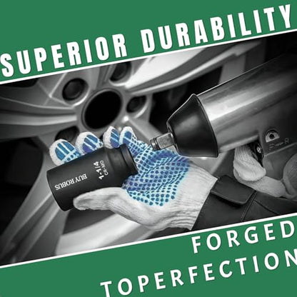 19PCS Impact SAE Impact Socket Set 1/2" Drive, 6-Point Cr-V & Alloy Steel Deep Socket Set 3/8" to 1-1/2", Cr-V Steel, Double Lock Case - size: 19PCS Impact SAE Impact Socket Set