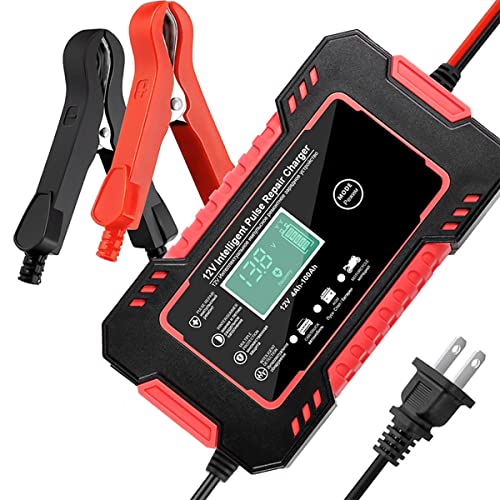 Car Battery Charger, 12V-6A Automatic Battery Charger/Maintainer Smart Fully Trickle Charger for Cars, Motorcycles, SUVs, Engineering Vehicles, AGM/Gel Lead Acid Battery
