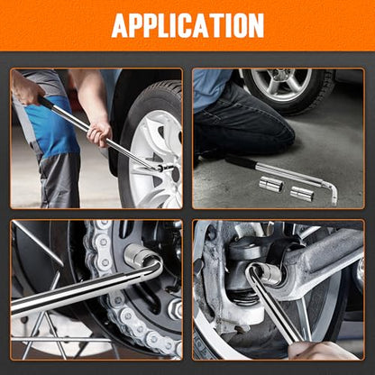 TONDA Telescoping Lug Wrench, Tire Iron Lug Nut Removal Tool 1/2 Drive with 17/19 and 21/23mm Sockets Storage Canvas Pouch for Car, Van, Truck - style: L-shaped