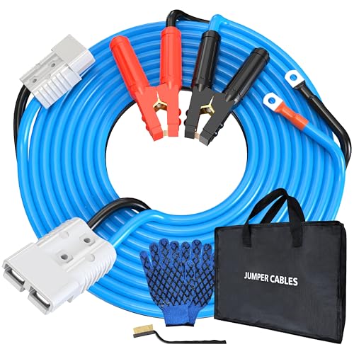 0 Gauge 25 Feet Quick Connect Jumper Cables for Car, Automotive Booster Jumper Cables Heavy Duty Quick Connect Plug for SUV and Trucks with Carry Bag, Gloves, Brushes - size: 0 Gauge 25FT with Quick Plugs
