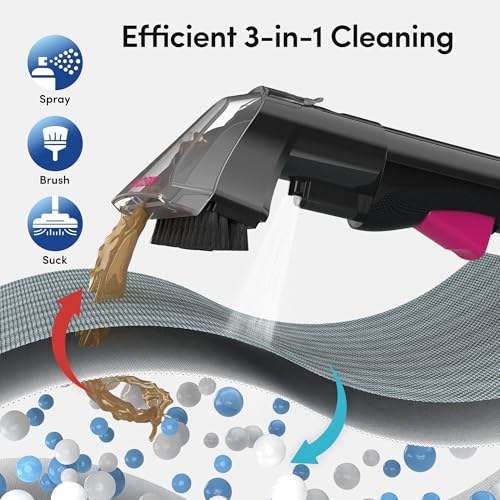 WECLEAN C5 Portable Carpet Cleaner Upholstery Deep Cleaner, Deep Cleaning for Carpet,Car Couch, with Deep Cleaning Solution,Blackpink - color: Black pink