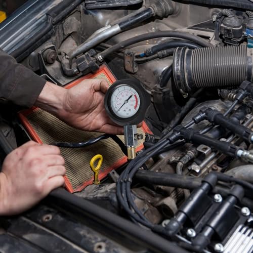 Oil Pressure Tester Kit, Pressure Gauge Kit, 0-140 PSI, Fuel System, Mechanical Engine Sensor, Compression Test, for Car ATV Truck