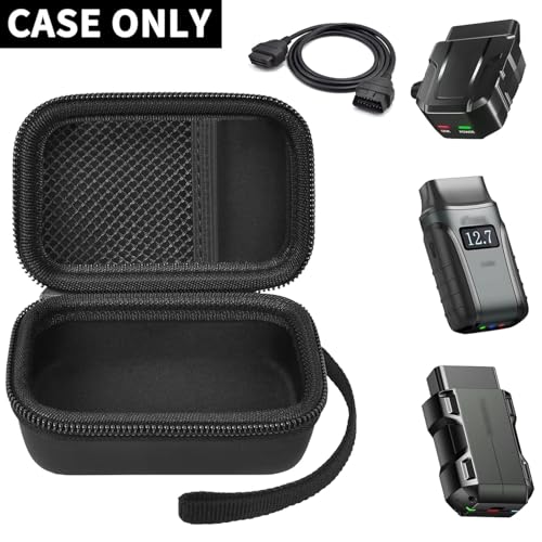Boobowl Scanner Case for TOPDON TopScan OBD2/ XTOOL Scanner Diagnostic Tool | Mesh Pocket for USB Cables, Compact Size and Wrist Strap for Car Storage, Garage Organization, Road Trips and Travel - Black