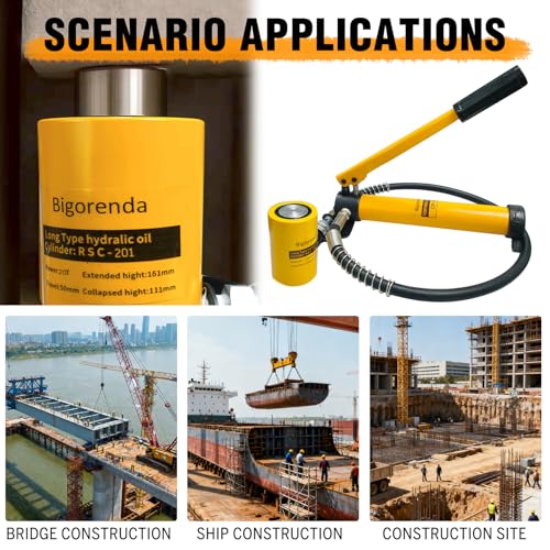 20T Hydraulic Cylinder Jack Sets Porta Power Ram Jack Kit,CP-180 Manual Hydraulic Hand Pump,2"Stroke,Single Acting Lifting Cylinder for Machinery Shipbuilding Short Distance Lifting Leveling - size: 20T，2"+CP180 PUMP