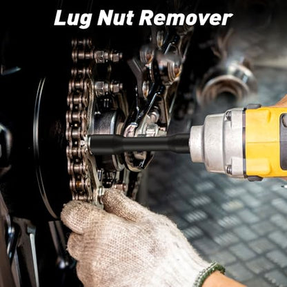 5PCS Deep Lug Nut Remover, 1/2" Spiral Twist Socket Extractor Kit | Bad Lug Nut Remover for Damaged, Rounded-Off & Rusted Lug Nuts, Cr-Mo Steel, Metric, Heavy Duty Storage Case